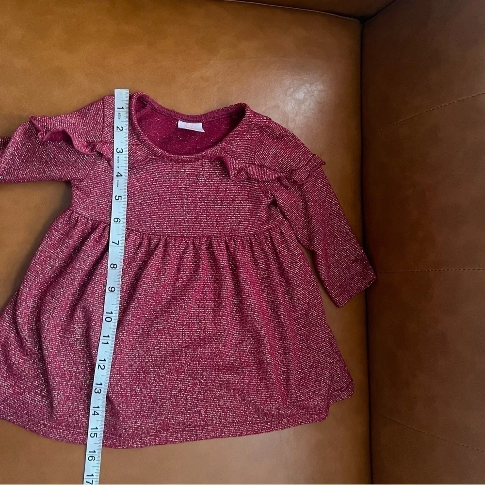 Wonder Nation Infant Baby Girl 12M Burgundy Maroon S Sparkle Metallic Dress